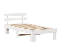 vidaXL Marco de Cama con Cabecero Blanco 75x190 cm Madera Sólida de Pino