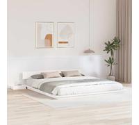 vidaXL Marco de Cama con Mesas de Noche Blanco 200X200Cm Madera Maciza Estilo Japonés Diseño Integrado Plataforma Moderno Muebles para Dormitorio Minimalista