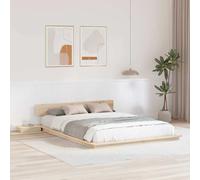 vidaXL Marco de Cama con Mesas de Noche Natural 150X200Cm Madera Maciza de Pino Diseño Integrado Solución de Almacenamiento Muebles de Dormitorio para Adultos Plataforma Minimalista 150X200