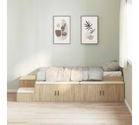 vidaXL Marco de Cama de Almacenamiento Roble Negro con Seis Cajones 100X200 cm Elegante Y Duradero Muebles De Interior Dormitorio Contemporáneo Adulto Ahorra Espacio Solución Elegante Sólida