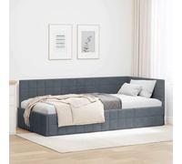 vidaXL Marco de Cama de Esquina, Muebles Modernos para el Dormitorio. Camas urbanas con Soporte Firme y cabecero montado en la Pared, Todo en Terciopelo.