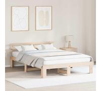 vidaXL Marco de Cama de Madera de Pino Natural 140 X 200 cm Muebles de Dormitorio Estilos Minimalistas Montaje Fácil Soporta kg Ideal para Adultos Unisex Comodidad Interior Madera para Adultos