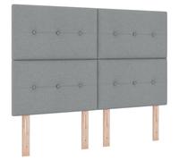 vidaXL Marco de cama de madera maciza con cabecero de 140 cm de alto, color gris claro, para interior de muebles de dormitorio con montaje en pared para adultos, moderno, de madera, reina real