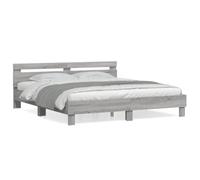 vidaXL Marco de cama doble de madera de ingeniería con cabecero - Sonoma gris - Muebles de dormitorio de estilo moderno - Respaldo cómodo - Compatibilidad de colchón de 160 x 200 cm