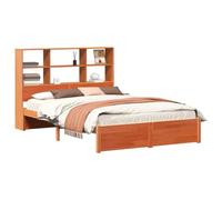 vidaXL Marco de Cama Estantería con cabecera Marrón Cera 150 x 200 cm, Cama con cabecera de Estante Elegante, Marco Duradero de Pino, diseño Minimalista, solución de Almacenamiento Rectangular para d