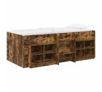 vidaXL Marco de Cama Loft con Armario con Estante 3 uds. Roble Ahumado, Cama Loft Elegante para Dormitorio, diseño Moderno Compacto, Estructura de Madera elevada, solución ahorradora de Espacio