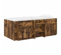 vidaXL Marco de Cama Loft con Armario con Puerta 3 uds. Roble Ahumado