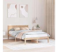 vidaXL Marco de Cama Minimalista de Madera de Pino para 2 Personas | Acabado Natural 135 x 190 cm Montaje Fácil Muebles para Dormitorio Interior Modernos de Madera para Adultos Compacto Duradero Esti