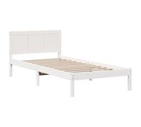 vidaXL Marco de Cama Minimalista de Madera Sólida de Pino Blanco para 1 Persona | Acabado Mate 90 X 200 cm Montaje Simple Muebles de Dormitorio Interior Diseño Individual Moderno Compacto Duradero El