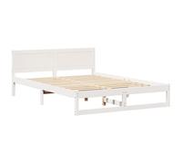 vidaXL Marco de Cama Minimalista de Tamaño Completo Blanco Madera Sólida de Pino Construcción Robusta con Amplio Almacenamiento Muebles de Dormitorio Diseño Interior Elegante Montaje Fá