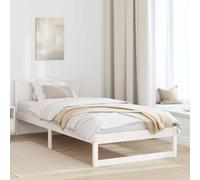 vidaXL Marco de Cama Minimalista Tamaño Individual Blanco Madera Maciza de Pino Duradero Ligero Ideal para Muebles de Dormitorio Interior Estilo Moderno Sencillo