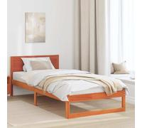 vidaXL Marco de Cama Moderna Tamaño Individual Marrón Encerado Madera de Pino Sólido Construcción Duradera con Almacenamiento Amplio Ideal para Muebles de Dormitorio Diseño Interior. Elegante Minimal