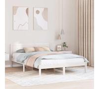 vidaXL Marco de Cama Moderno Blanco de Madera para 2 | Acabado Elegante 160 X 200 cm Montaje Fácil Muebles de Dormitorio para Adultos Espacioso Minimalista Duradero