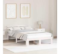 vidaXL Marco de Cama Blanca de Pino Blanco Madera Maciza 140 x 190 cm