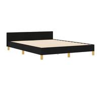 vidaXL Marco de Cama Negro Moderno con Cabecera Tufted Acomoda 2 3 Personas 160X200 cm Construcción de Madera Resistente Solo para Uso Interior Patas Antirrayaduras Muebles para Dormitorio Persona Adu