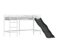 vidaXL Marco de cama para niños con tobogán blanco y antracita, cama alta moderna, marco transpirable, diseño rectangular, litera para niños, muebles de interior compactos para adolescentes, juego