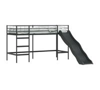 vidaXL Marco de cama para niños con tobogán negro y antracita, cama alta moderna, marco transpirable, diseño rectangular, litera para niños, muebles de interior compactos para adolescentes, juego