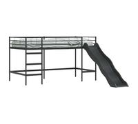 vidaXL Marco de cama para niños con tobogán negro y antracita, cama alta moderna, marco transpirable, diseño rectangular, litera para niños, muebles de interior compactos para adolescentes, juego