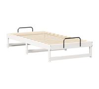 vidaXL Marco de Cama Plataforma en Blanco, 90 x 200 cm, Hecho de Madera de Pino sólida, con Asas de Metal. Muebles para el Dormitorio Interior, Estilo Minimalista, fácil de Montar, bajo, Seguro, EST