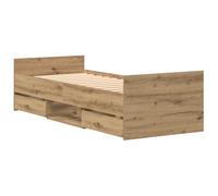 vidaXL Cama sin colchón Madera de ingeniería Roble Artisan 75x190 cm