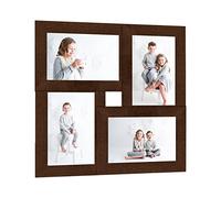 vidaXL Marco de Fotos Collage Fotografía Decoración Adorno Póster Sala de Estar Dormitorio Oficina Foto de 4X(13x18 cm) Marrón Oscuro MDF