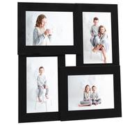 vidaXL Marco de Fotos Collage Fotografía Decoración Adorno Póster Sala de Estar Dormitorio Oficina para Foto de 4X(10x15 cm) Negro MDF