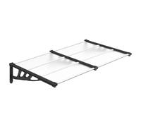 vidaXL Marquesina de Puerta, Toldo para Porche Ventana, Refugio de Lluvia Nieve, Marquesina Exterior, Policarbonato Negro y Transparente 152,5x90 cm