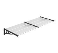 vidaXL Marquesina de Puerta, Toldo para Porche Ventana, Refugio de Lluvia Nieve, Marquesina Exterior, Policarbonato Negro y Transparente 239x90 cm