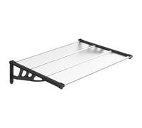 vidaXL Marquesina de Puerta, Toldo para Porche Ventana, Refugio de Lluvia Nieve, Marquesina Exterior, Policarbonato Negro y Transparente 122x90 cm