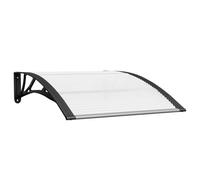 vidaXL Marquesina de Puerta, Toldo para Porche Ventana, Refugio de Lluvia Nieve, Marquesina Exterior, Policarbonato Negro y Transparente 100x75 cm