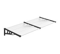 vidaXL Marquesina de Puerta, Toldo para Porche Ventana, Refugio de Lluvia Nieve, Marquesina Exterior, Policarbonato Negro y Transparente 199x90 cm