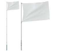 vidaXL Mástil de Bandera Telescópico, Asta de Bandera Regulable, Mástil con Anillas, Palo de Bandera para Jardín, Aluminio Plateado 5,55 m