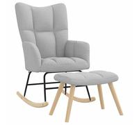 vidaXL Mecedora con reposapiés de Tela Gris Nube, Silla, sillón Relajante, sillón Relax, Silla de salón, Mecedora, Silla de Tela, Mecedora de Tela