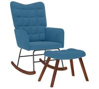 vidaXL Mecedora con Taburete de Terciopelo Azul, Silla, sillón, sillón Relax, Mecedora, sillón de salón, sillón mecedor, sillón Relax