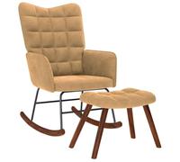 vidaXL Mecedora con Taburete de Terciopelo marrón, Silla, sillón, sillón de Relax, Mecedora, sillón de salón, sillón mecedor, sillón Relax