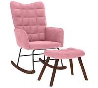 vidaXL Mecedora con Taburete de Terciopelo Rosa, Silla, sillón, sillón de Relax, Mecedora, sillón de salón, sillón mecedor, sillón Relax