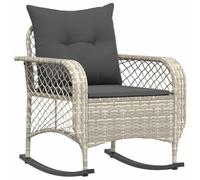 vidaXL Silla Mecedora de jardín con Cojines ratán sintético Gris Claro, Mecedora de Exterior, Mecedora de Muebles de Exterior, Mecedora de césped Exterior