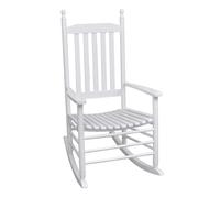 vidaXL Silla Mecedora con Asiento Curvado de Madera Blanca Sillón Relajante