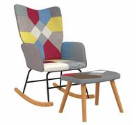 Silla mecedora con reposapiés de tela Patchwork
