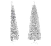 vidaXL Medio Árbol de Navidad Artificial con Soporte Decoración Adorno Iluminación Vacación Celebración Festival Fiesta para Familiares Plateado