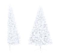 vidaXL Medio Árbol de Navidad Artificial con Soporte Decoración Adornos Festivos Navideño Vacaciones Patio Interior Exterior PVC Blanco 150 cm
