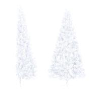vidaXL Medio Árbol de Navidad Artificial con Soporte Decoración Adornos Festivos Navideño Vacaciones Patio Interior Exterior PVC Blanco 240 cm