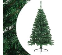 vidaXL Medio Árbol de Navidad Artificial con Soporte Decoración Desmontable Vacaciones Ligero Adornos Festivos Artificial Navideño PVC Verde 150 cm