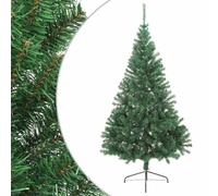vidaXL Medio Árbol de Navidad Artificial con Soporte Decoración Navideña Vacaciones Estable Interior Exterior Fiesta Decorativa Verde PVC 180 cm