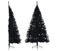 vidaXL Medio Árbol de Navidad Artificial con Soporte Exterior Adorno Decoración Aire Libre Jardín Iluminación Festival Fiesta PVC Negro 240 cm
