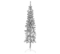vidaXL Medio Árbol de Navidad Artificial con Soporte Decoración Adorno Iluminación Vacación Celebración Festival Fiesta para Familiares Plateado