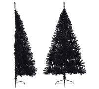 vidaXL Medio árbol de Navidad Artificial con Soporte PVC Negro 240 cm