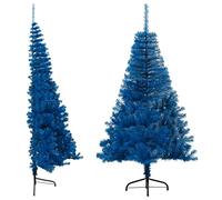 vidaXL Medio Árbol de Navidad Artificial con Soporte Sala Iluminación Navideña Salón Casa Adorno Navideño Fiesta Decoración Festival PVC Azul 150 cm
