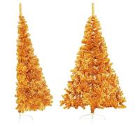 vidaXL Medio Árbol de Navidad Artificial con Soporte Sala Iluminación Navideña Salón Casa Adorno Navideño Fiesta Decoración Festival Pet Dorado