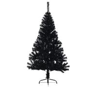 vidaXL Medio Árbol de Navidad Artificial con Soporte Sala Iluminación Navideña Salón Casa Adorno Navideño Fiesta Decoración PVC Negro 150 cm